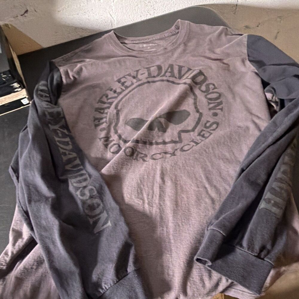 Harley-Davidson Gray Black Cotton Skull Graphic Logo Crew Neck Men's 3XL Tee